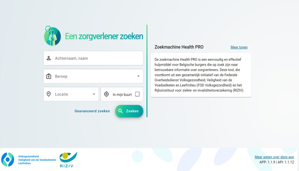 Health PRO: RIZIV lanceert nieuwe zoekmachine om een zorgverlener te vinden